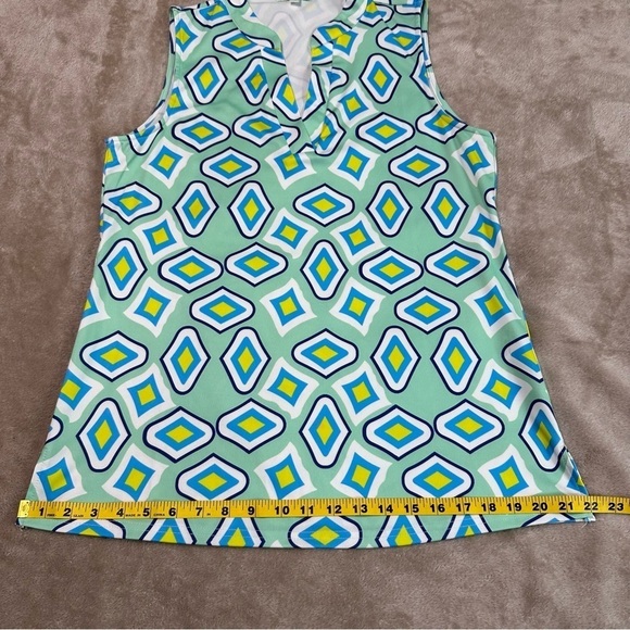 Jade Melody Tam Notch Neck Sleeveless Geometric Top Size Medium - Picture 10 of 13